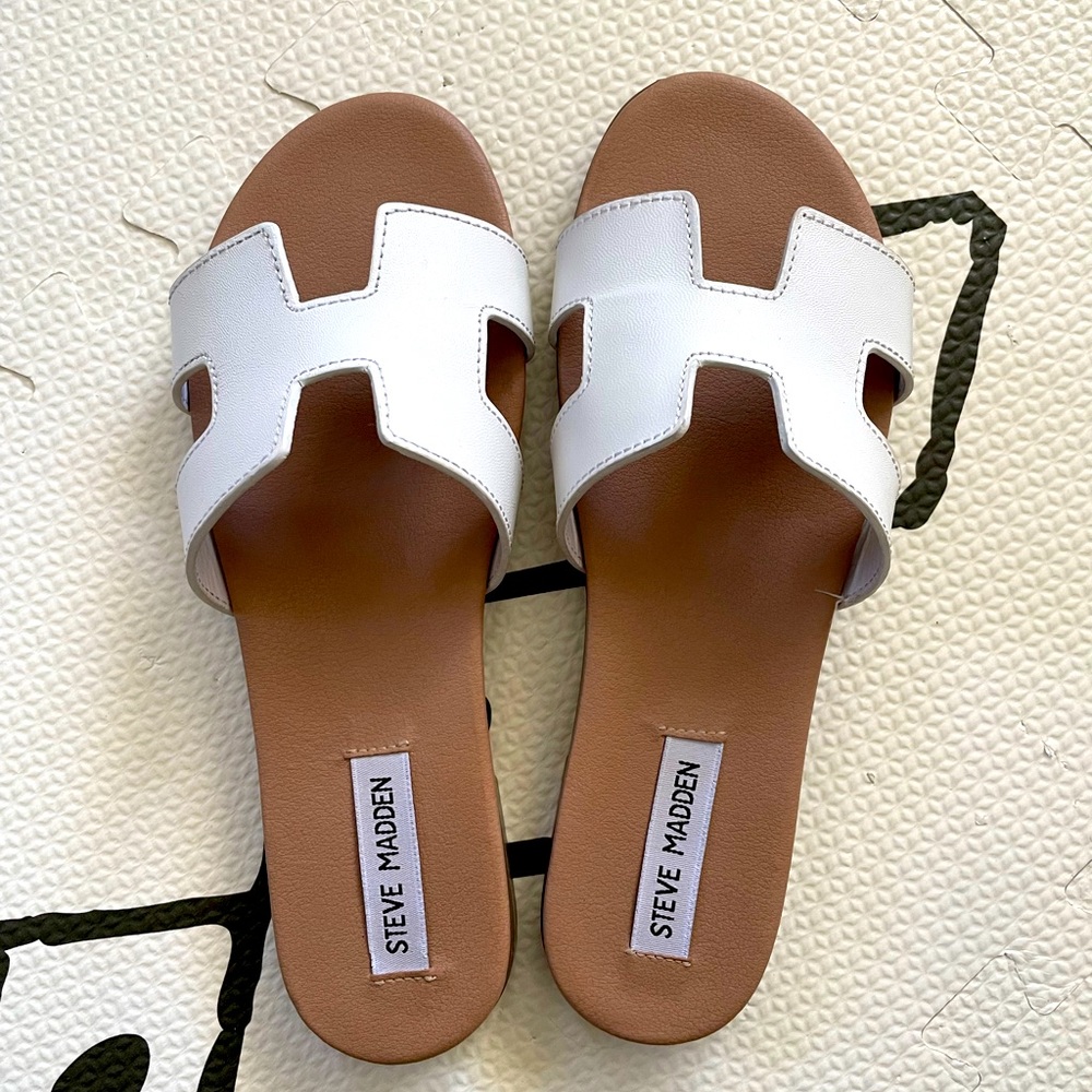 Steve Madden Hadyn White Leather Sandal 7.5